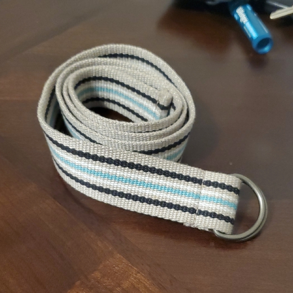 Gray and Blue Woven Fabric Belt